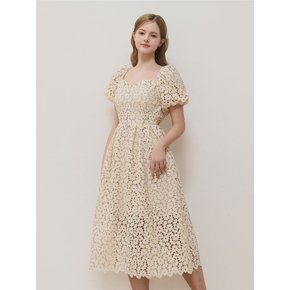 Flower lace Fuff Dress (Cream)