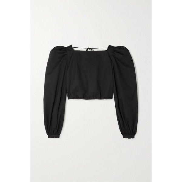 요한나오르티즈 Open-back Cropped Cotton-blend Poplin Blouse 블랙 33258524072761257