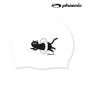 PSC-03 디자인 실리콘 수영모 캣튜브 화이트