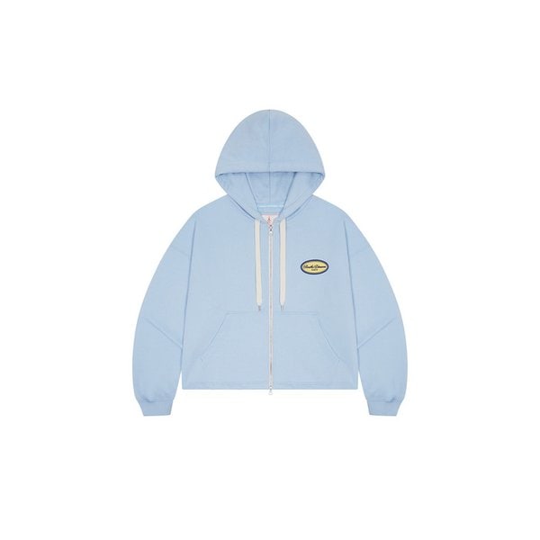 [남녀공용] 로고 와펜 크롭 후드 집업