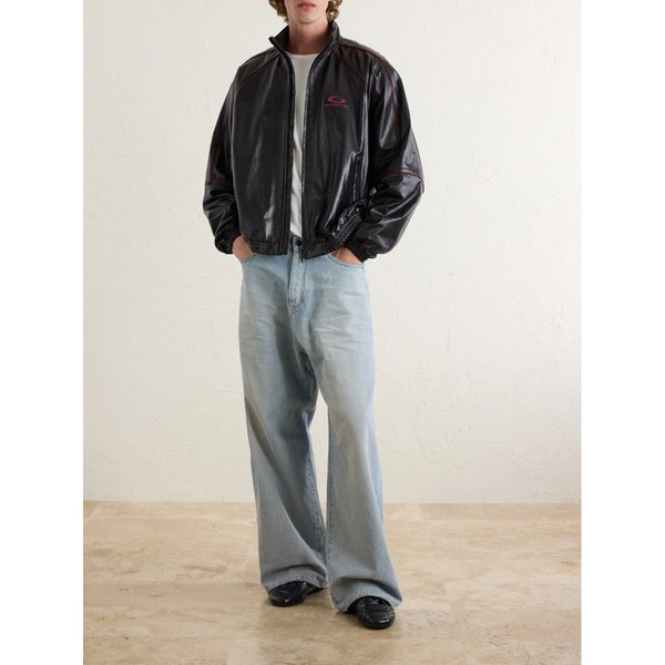 로고 엠보스드 가죽 재킷 46376663163056864