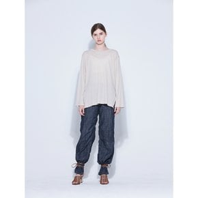 Pleated Denim Pants_Dark blue