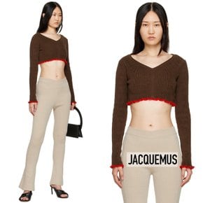 JACQUEMUS 자크뮈스 브라운 앤 레드 라 마이유 산톤 스웨터