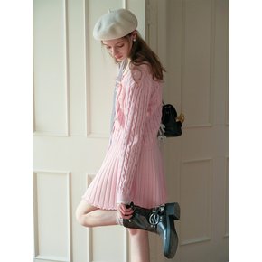 Cest_Pink flared knit skirt