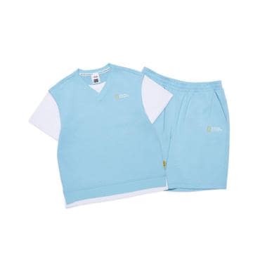 내셔널지오그래픽키즈 K252UPB020 컬러블럭 5부 상하 SET SKYMINT