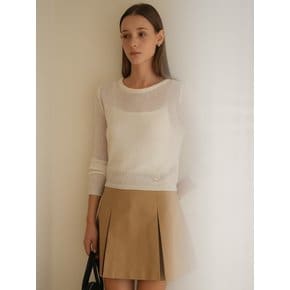 Thin basic logo knit_Ivory