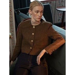 GABRIEL WOOL HERRINGBONE CROP JACKET