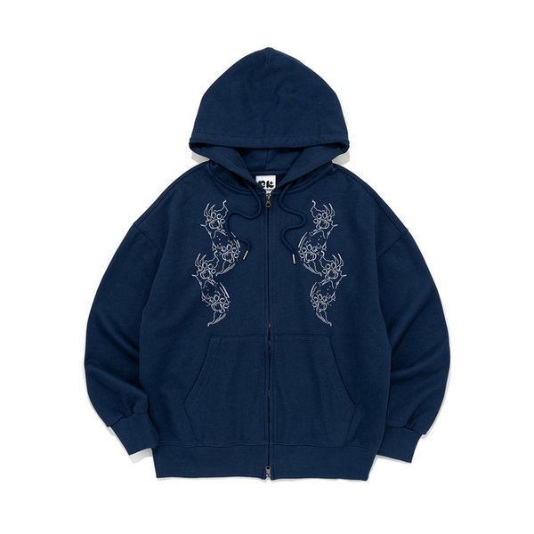 CAT FOOTPRINT GRAPHIC HOOD ZIP-UP (DARK BLUE)