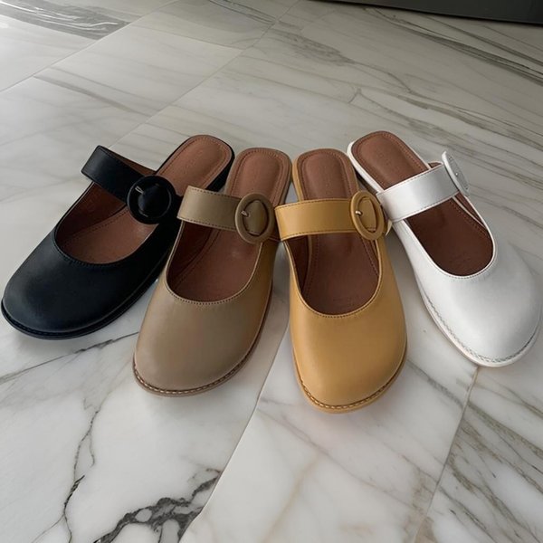 [옷자락] 여성 블로퍼 정장 둥근코 빅버클 단화