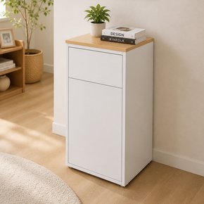 메이플 1칸 휴지통 분리수거 수납장 WHITE