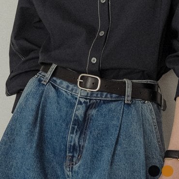 틸아이다이 [Black-9/19 예약배송]Italian leather modern square buckle belt[2color]