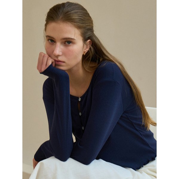 [세트] 아일렛 버튼 가디건 + 슬리브리스 네이비 J1943