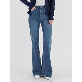 Classic Semi-Bootcut Flare Denim Pants - Deep Blue