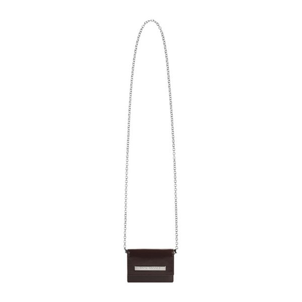 GLOSSY METAL ACCORDION WALLET_BROWN