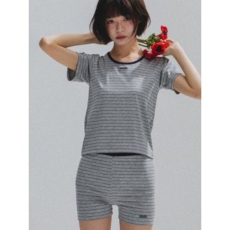 앤하츠 Nostalgic Stripe Round Top_GREY