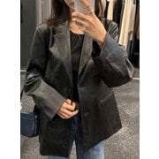 [컬러추가] Synthetic Leather Tailored Jacket_2color