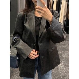 FRONTROW [컬러추가] Synthetic Leather Tailored Jacket_2color
