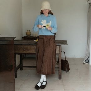 Cest_Pocket corduroy a-line skirt_BROWN