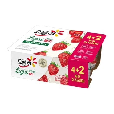  빙그레 요플레 라이트 딸기 80g 6입 x 2개(총12개) 떠먹는 요구르트