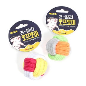 강아지 3색 로프 실타래 치실 공 장난감 1p D-231