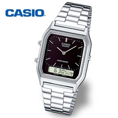 [정품] CASIO 카시오 AQ-230A-1D 듀얼타임 남성 정장 메탈시계