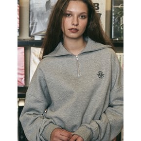 Logo drawing half zip up Sweat Shirt Grey