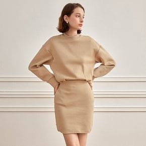 YY_Wool roundneck sweatshirt dress_BEIGE