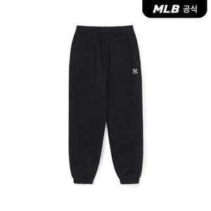 MLB [코리아공식] 베이직 스몰로고 기모 조거팬츠 NY (Black)