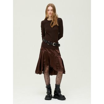 이비엠 에디션바이미샤 레이어드 새틴 미디 스커트 EMQ3WSK200