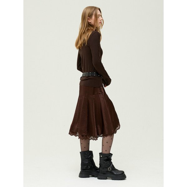 레이어드 새틴 미디 스커트 EMQ3WSK200