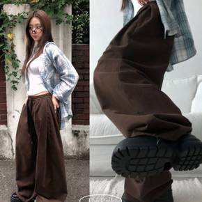 / 르와 하이웨스트 옆핀턱 투웨이 코튼 와이드 팬츠