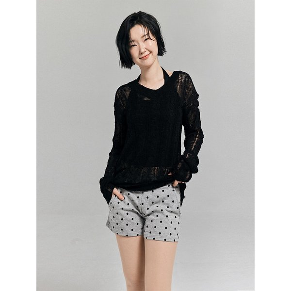 디스트로이드 시스루 긴팔 니트 블랙