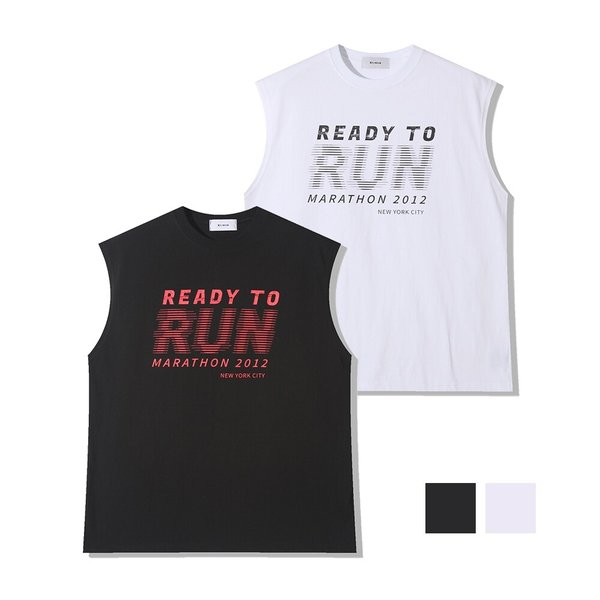 남자 RUN 마라톤 라운드 심플 민소매 티셔츠 RM-TS5-Q075-화이트