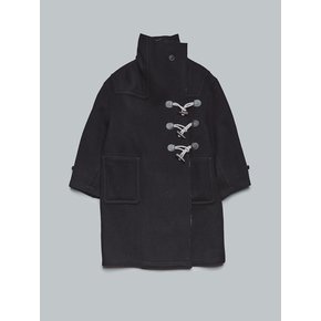 BLACK OVERSIZE FUNNEL NECK DUFFLE COAT