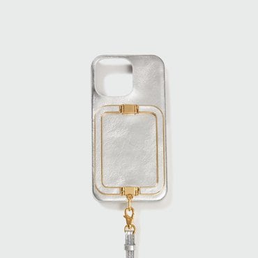 EENK Phone Case with Leather Strap Crinkle Silver