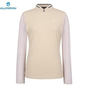 [[여성] ] Printed cold sleeve half zip-up t