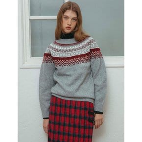 Roman Nordic Sweater - Gray/red