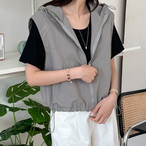 헬리 여성 아노락 바람막이 조끼 오버핏 여름 윈드자켓 바스락 후드 집업 베스트
