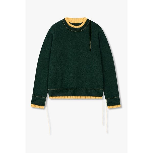 남성 배색 레이어드 니트 풀오버 (그린) 6425330119000