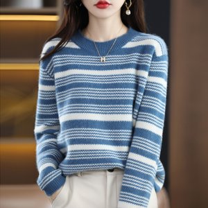 ingbeauty 가로줄무늬기본스웨터 단아하고 따뜻한 그냥 스웨터
