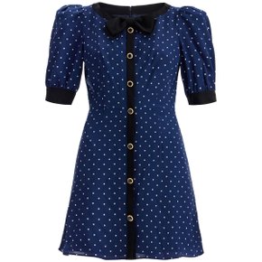 Short sleeve dress FABX3895 F4378 NAVY BLUE-WHITE