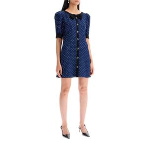 Short sleeve dress FABX3895 F4378 NAVY BLUE-WHITE