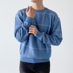 윈도우체크 라운드 니트/스웨터