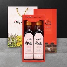 국내산 참기름 들기름 선물세트 2호(참기름180ml,들기름180ml)(+선물박스,쇼핑백)