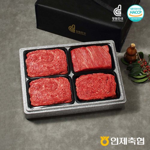 [냉장][인제축협] 한우 명품 정육선물세트 1호 1.2kg (1등급/불고기300g+불고기300g+불고기300g+국거리300g)