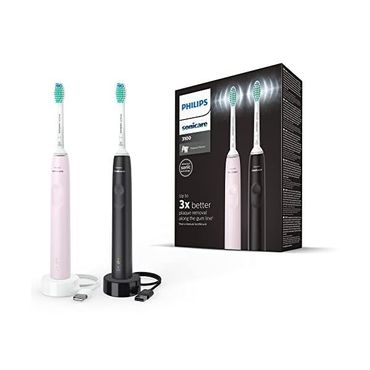  독일 필립스 전동칫솔 Philips Sonicare 3100 2 x Electric Sonic Toothbrush in 블랙 and Sugar