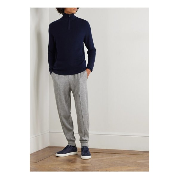 시즈 와플 니트 버진 울 하프집업 스웨터 블루 46376663162899614