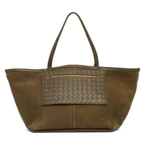 우먼 Bottega Veneta 라지 Flip 플랩 스웨이드 토트백 2859 Mud M Brass 7843890