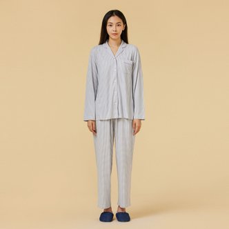 JAJU *정상가 49,900원*여 보드라운 피치스킨 하운드투스 파자마 세트_LIGHT GREY