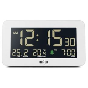 독일 브라운 탁상시계 Braun BC10W 디지털 Alarm Clock with Date Month and Temperature Displa